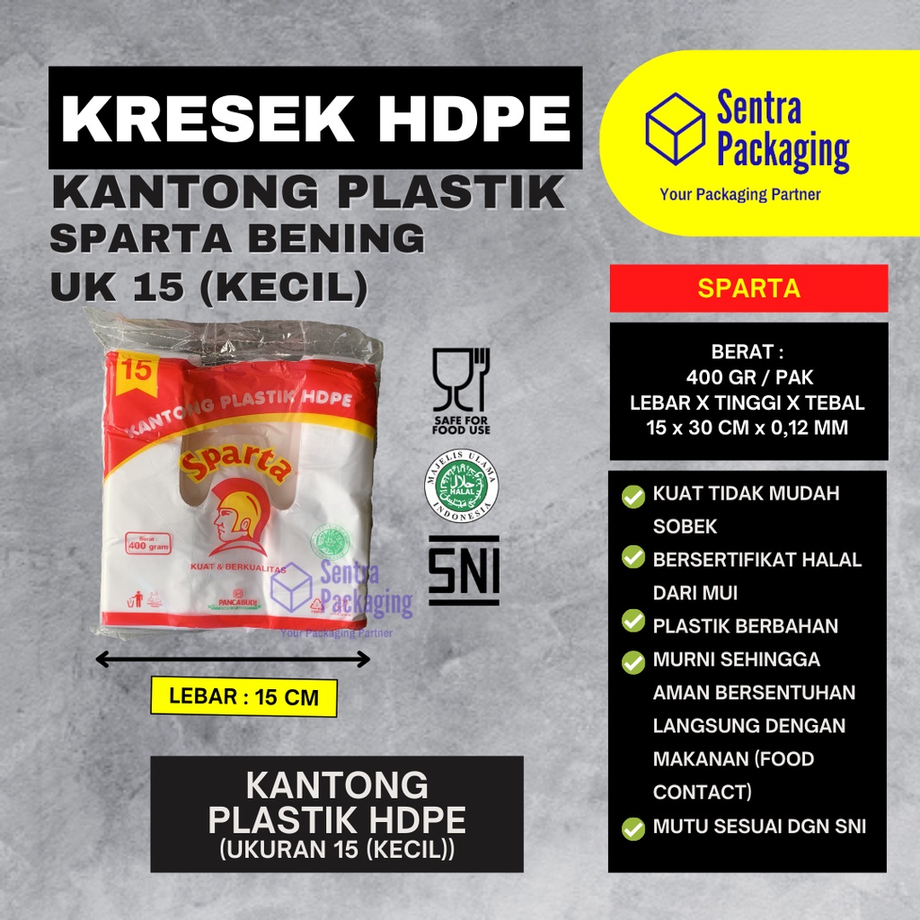 Kantong Kresek Bening Sparta Ukuran 15 (Kecil) Bening