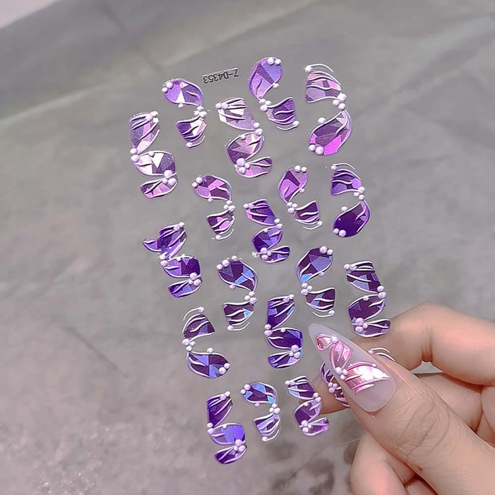 AUGUSTINA Agustina 5D Timbul Stiker Kuku Elegan Tiga Dimensi Fashion DIY Nail Art Dekorasi