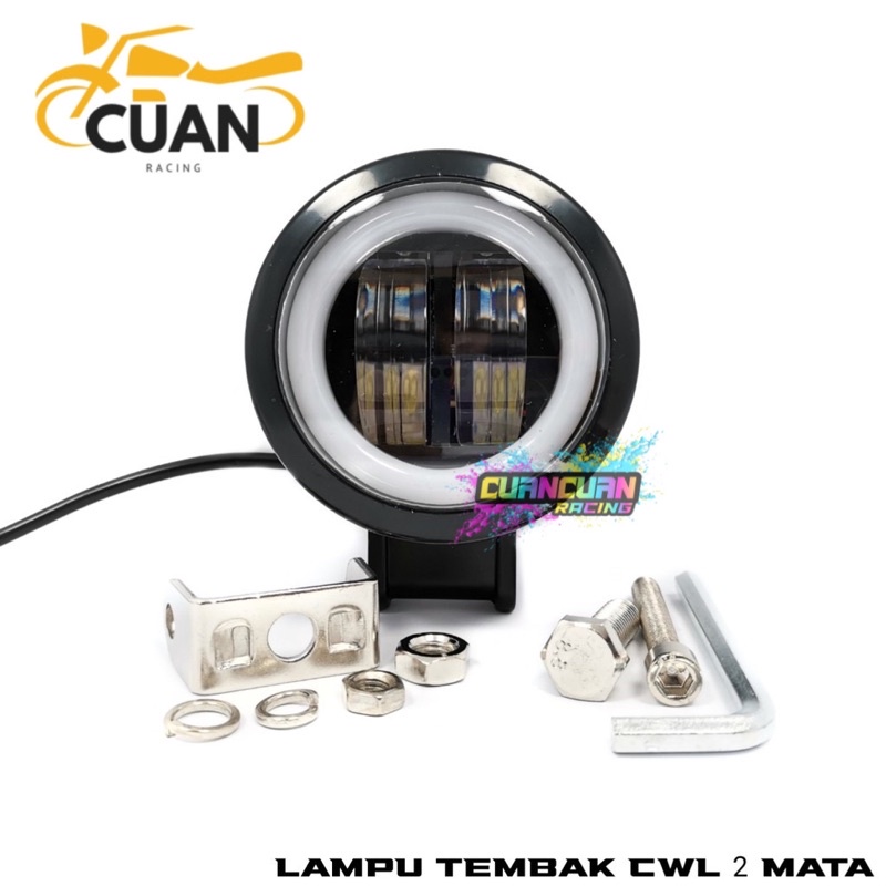 Lampu Tembak Sorot LED MT Star CWL 2 Mata Lensa 4D CREE Angel Eye Bulat Round MT Star