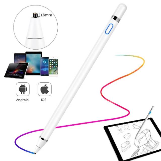 Stylus pen runcing samsung / android / pad / tab / touchscreen easy to write and drawing rechargeable