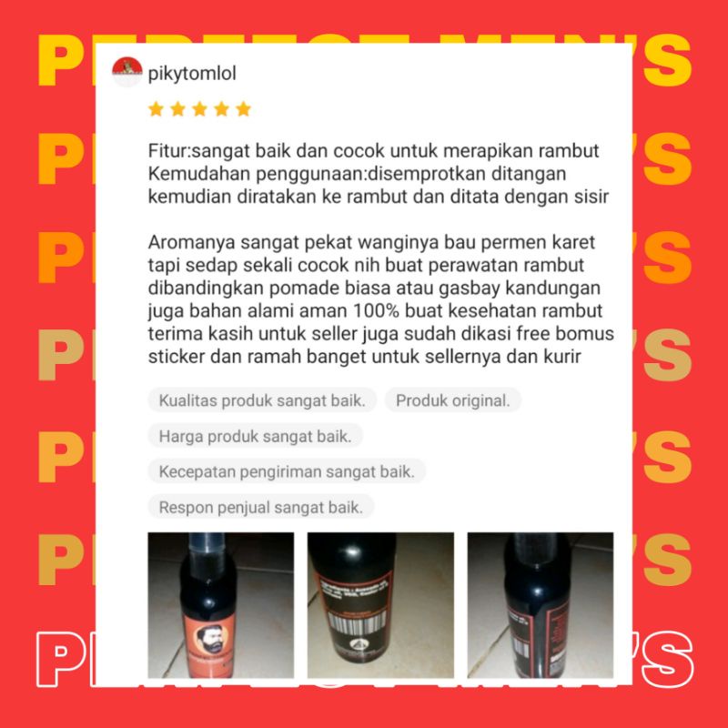 Pomade spray / Pomade cair / pomade liquid 60ml PERFECTMENS POMADE CAIR TERLARISS!!! minyak rambut cowok, Gratis sisir saku dan stiker Pomade cair hair spray parfum rambut penata rambut pria