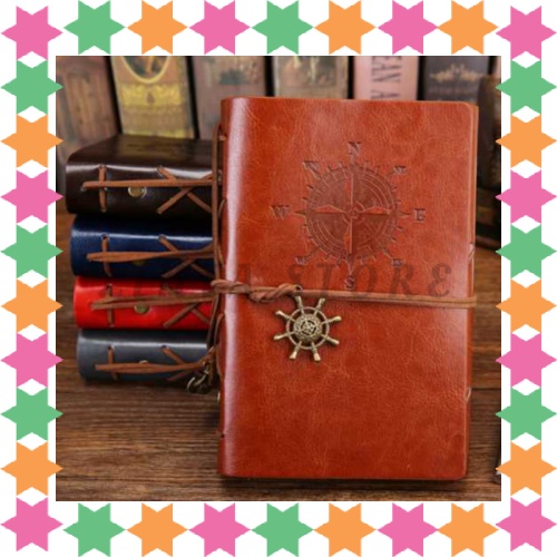 

[ ASLI ] PHANTACI Buku Catatan Binder Kulit Retro Compass Kertas A5 - ZB045