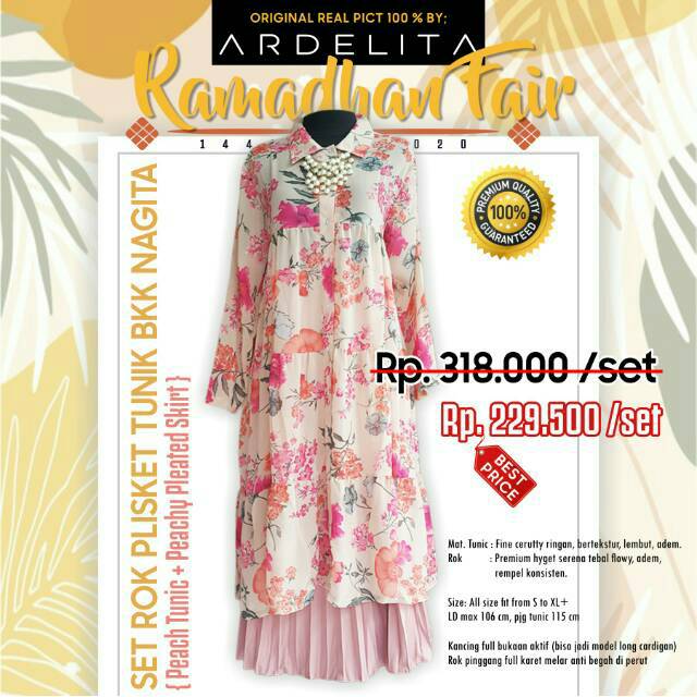 SET ROK PLISKET+NAGITA TUNIC BKK/TUNIK NAGITA/TUNIK BKK/OOTD HIJAB/SELEGRAM OUTFIT/TUNIK CERUTTY