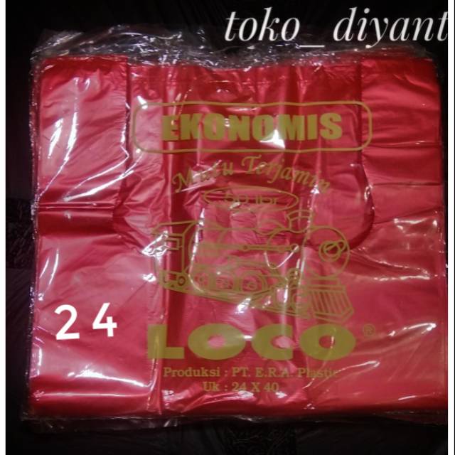 kantong Plastik loco ekonomis merah uk 24x40