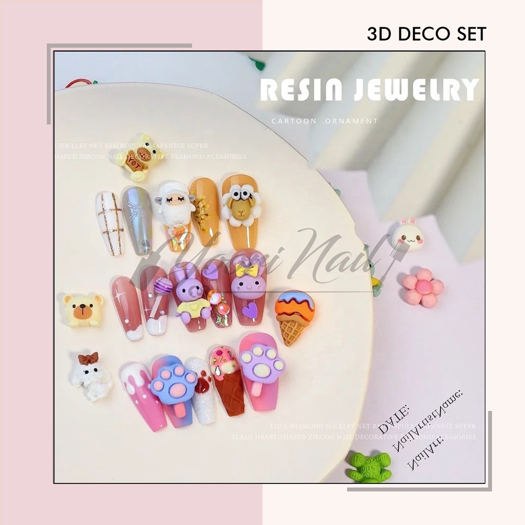 3D deco boneka 3d nail art set pack dekorasi nail art cute japanese