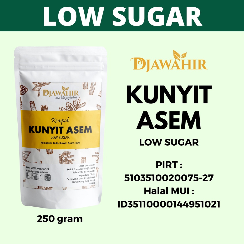 

LOW SUGAR Kunyit Asem Herbal DJAWAHIR 250gram