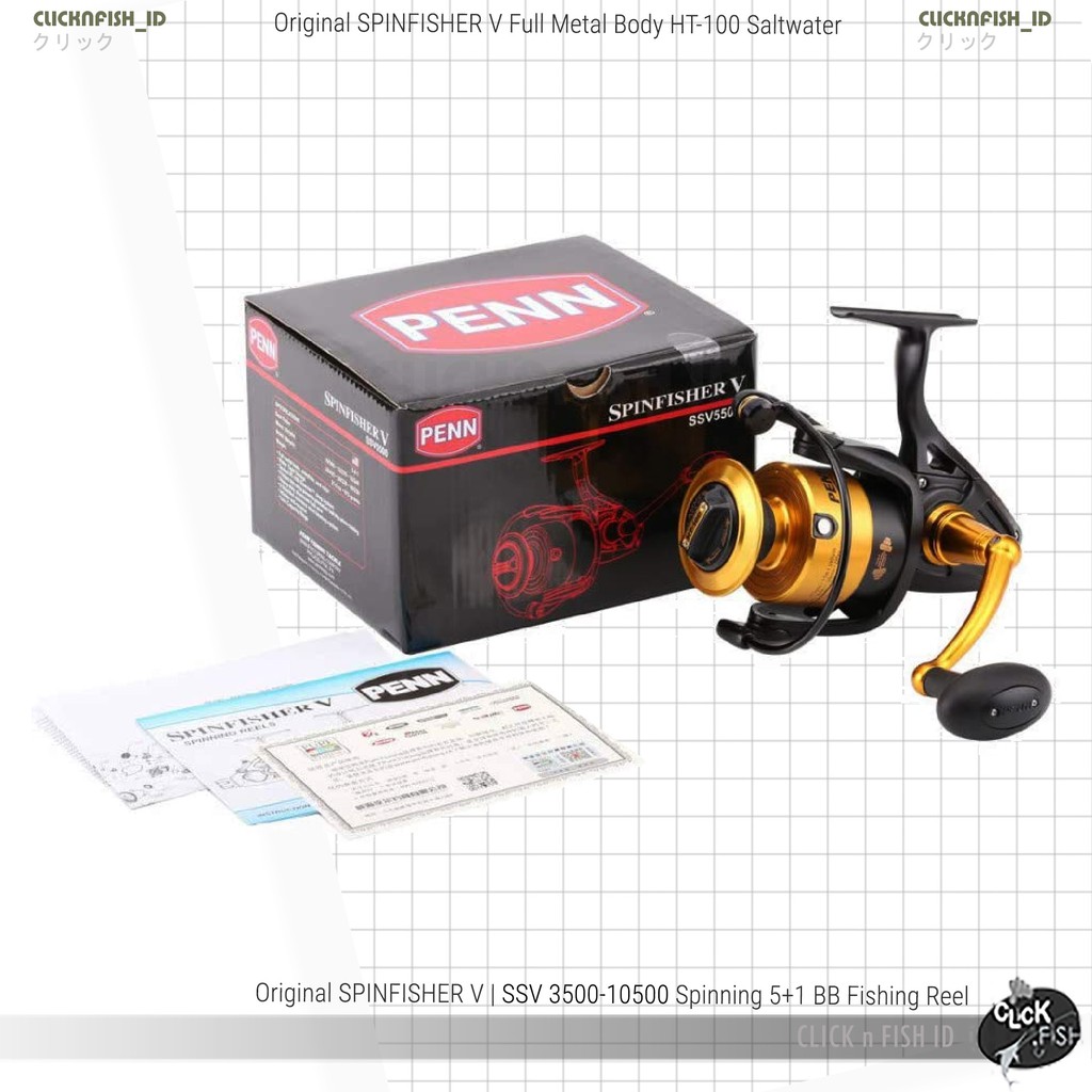 REEL PENN SSV - SPINFISHER V 3500 4500 5500 6500 8500 5+1BB Pancing Full Metal Body HT-100 Saltwater