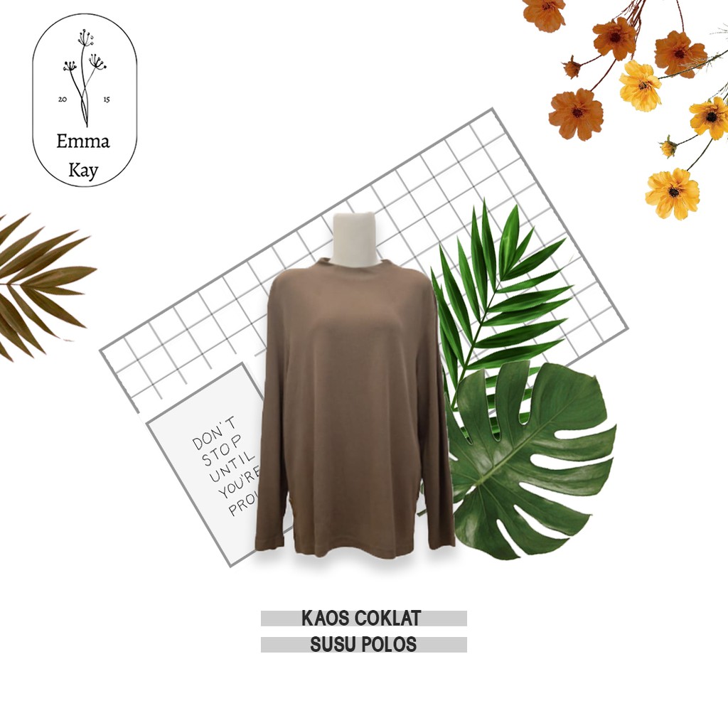 C089 KAOS COKLAT SUSU POLOS