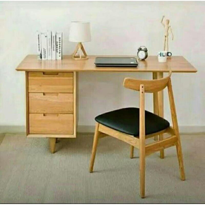 set meja kerja. meja belajar plus kursi kayu jati perhutani grade A mebel jepara