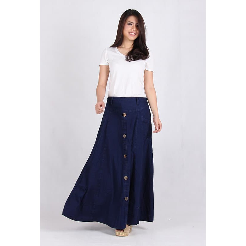 Rok Denim Panjang Biru Dongker (5006) JSK Jeans