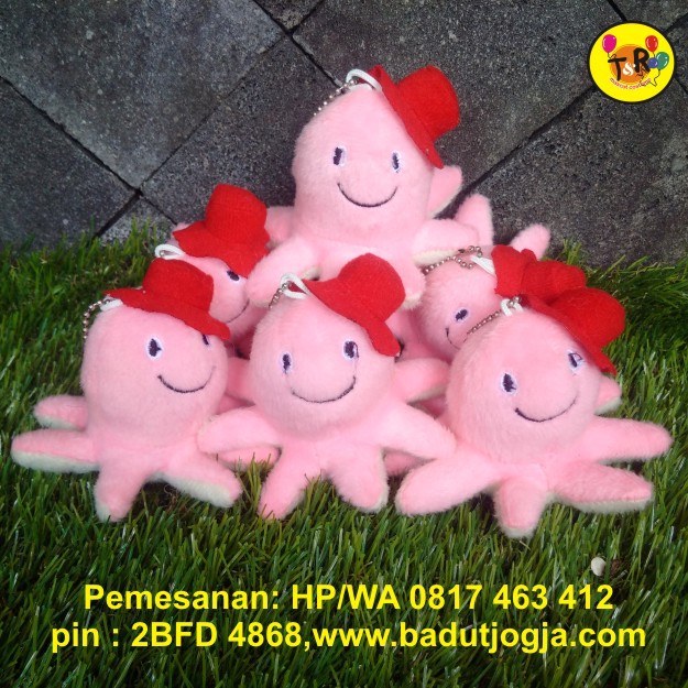 Boneka Gantungan Kunci Gurita Pink /Cumi-cumi 10cm