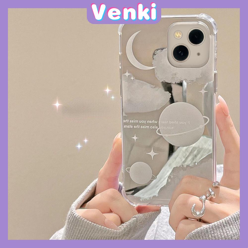 iPhone Case Acrylic Reflective Mirror Airbag Shockproof Protection Camera Moon Planet Compatible with iPhone 11 iPhone 13 Pro Max iPhone 12 Pro Max iPhone 7 Plus iPhone xr