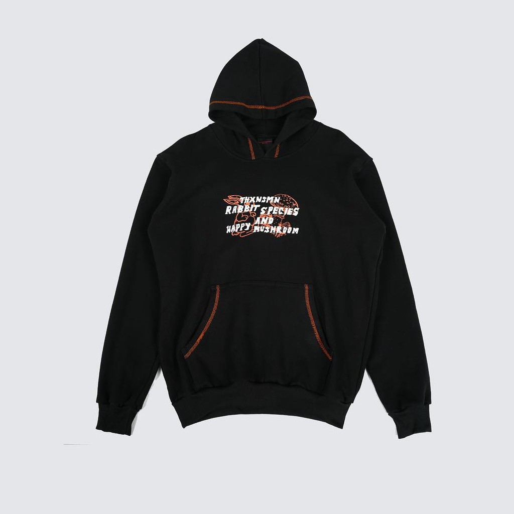 orange and black be happy hoodie