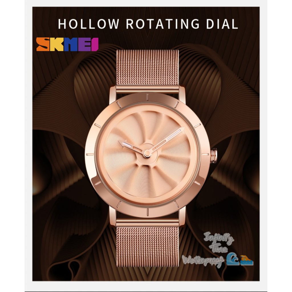 Jam Tangan Cewek Skmei 9204 Analog Rantai Stainless Kualitas Original Waterproof