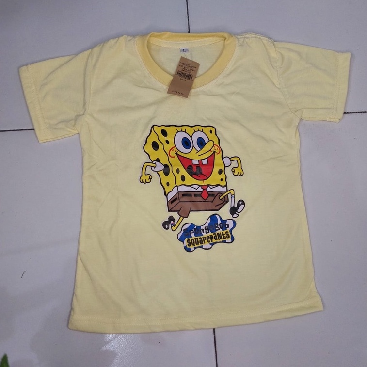 Kaos Anak/ Kaos Baju Spongebob usia 12 3 4 5 6 7 8 9 10 11 12 tahun