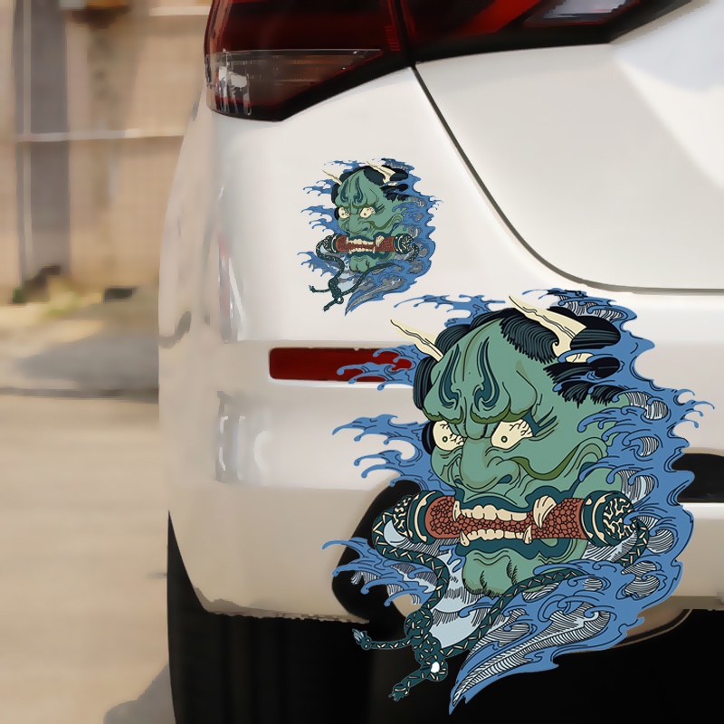 Floating World Prajna Stiker Mobil Reflektif Oni Samurai Sepeda Motor Stiker Tahan Air Dekorasi Stiker