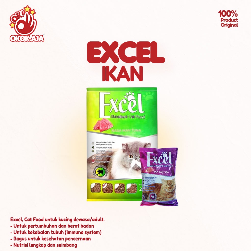 EXCEL 500g Makanan Kucing kering premium murah ( kemasan freshpack )