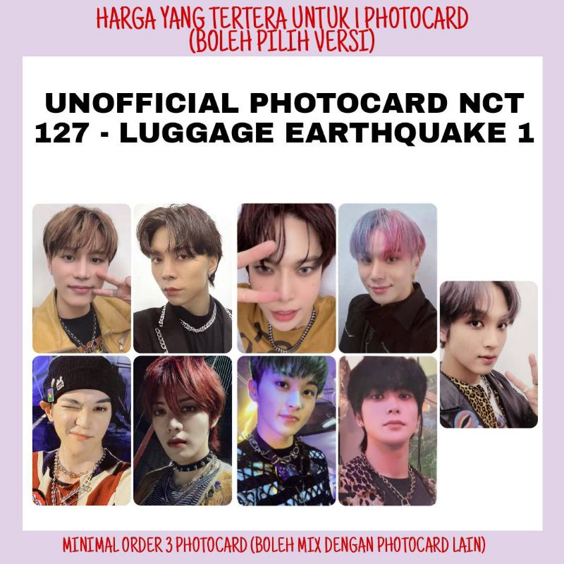 UNOFFICIAL PHOTOCARD NCT 127 - LUGGAGE EARTHQUAKE MURAH KPOP