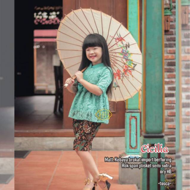CICILIA SETELAN KEBAYA BROKAT BATIK ANAK PEREMPUAN MURAH REAL PICT
