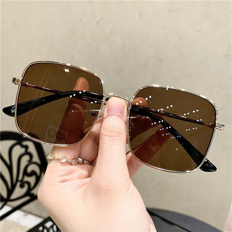 KACAMATA WANITA PRIA SQUARE VINTAGE SEGI EMPAT SUNGLASSES HITAM RETRO KACA MATA FASHION STYLE korea KACA MATA ANTI UV-COKLAT