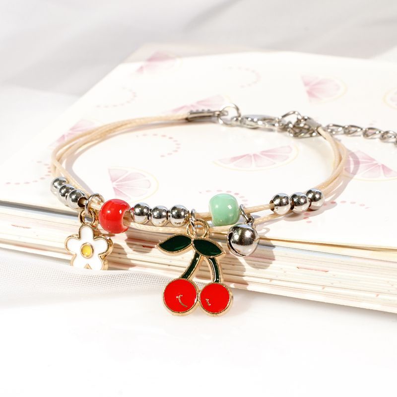 Gelang bangle bagus model korea terbaru lucu imut cantik cocok untuk hadiah bentuk buah binatang-Cherry