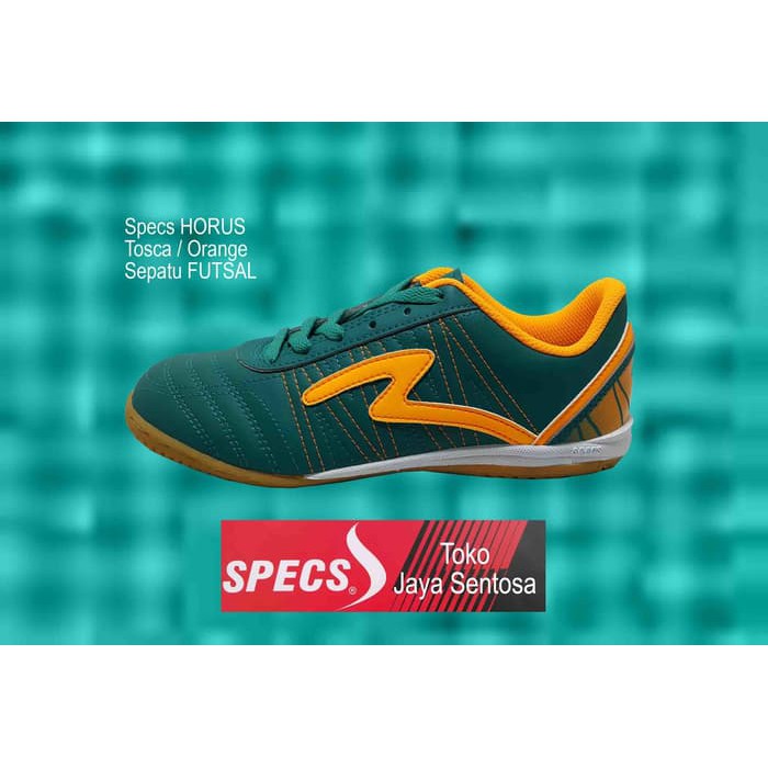 PROMO Sepatu Futsal SPECS HORUS IN tosca/orange TERLARIS