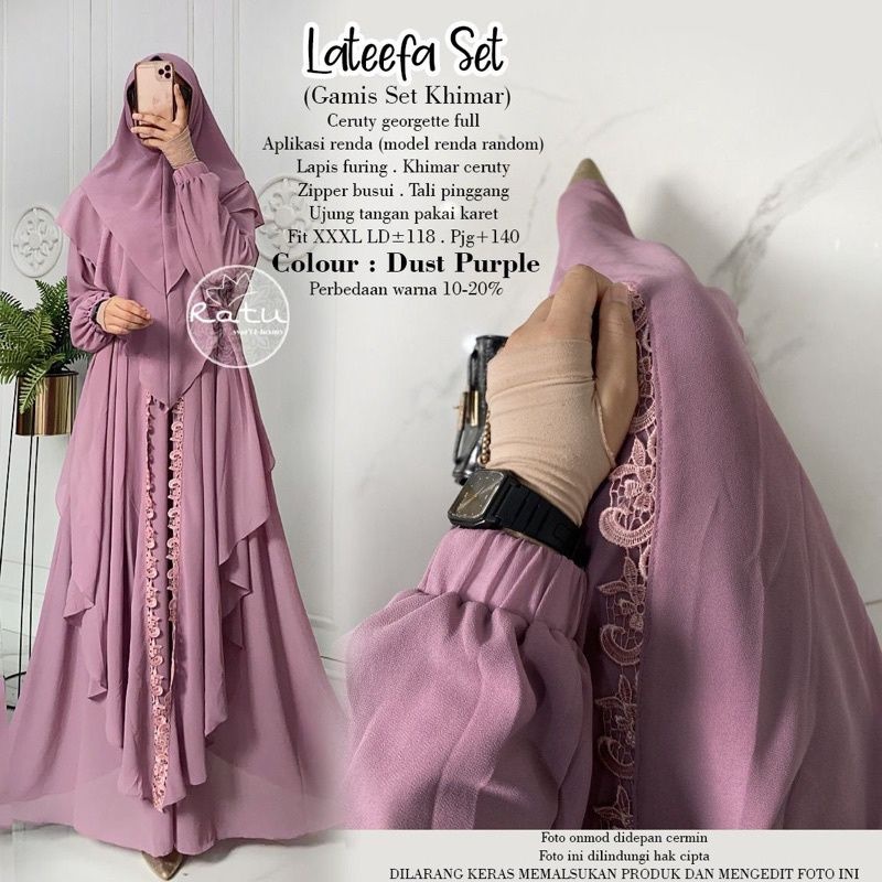 LATEEFA SET SYARI ORI BY RATU HIJAB * SYARI JUMBO * GAMIS SYARI * GAMIS CERUTI * GAMIS MUSLIM WANITA