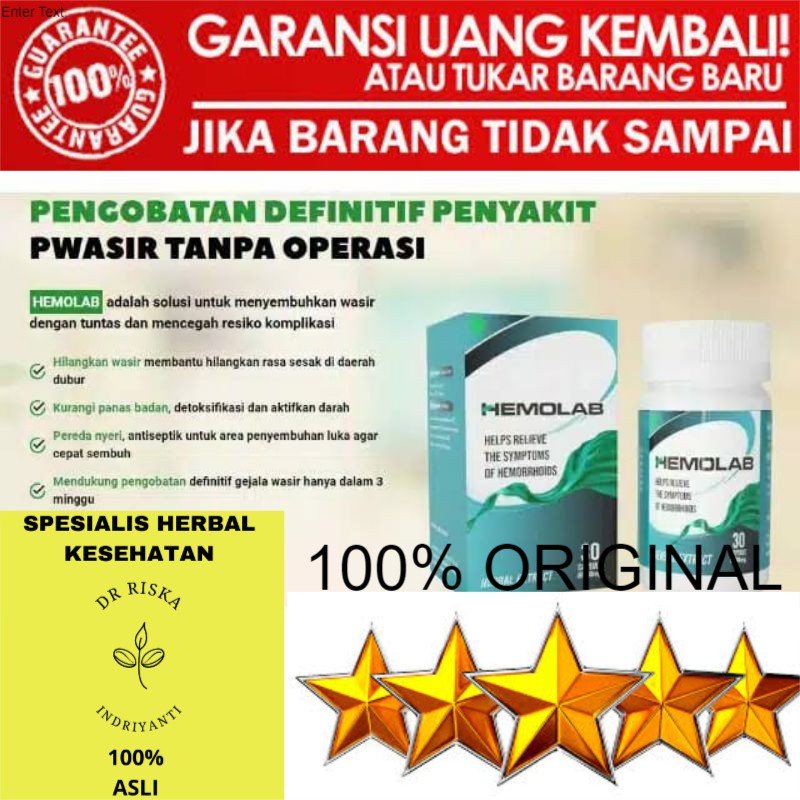 100% ASLI Obat Ambeien HEMOLAB Atasi Wasir Mengakibatkan Ambeien BAB Berdarah Pembengkakan Anus Dan 