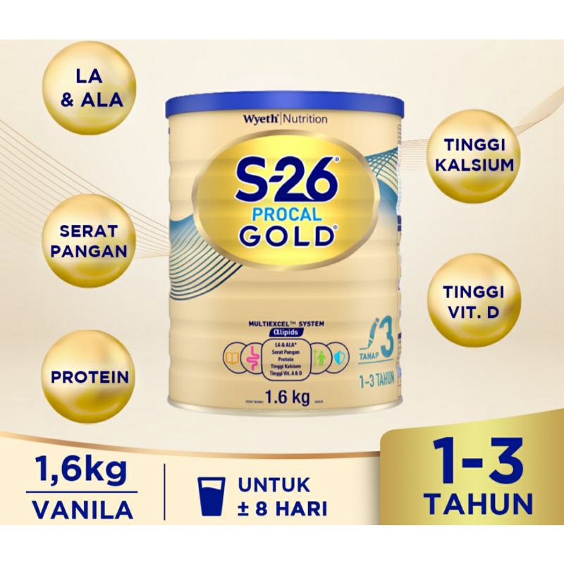 Susu S-26 Procal Gold Tahap 3 1-3 Tahun 1600gr