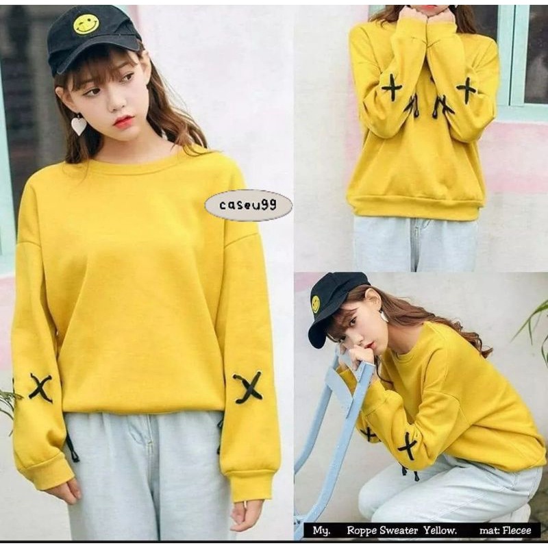 sweater roppe tali lengan swag Harajuku// crewneck sweetshirt wanita pria perempuan laki cewe cowo unisex bahan fleece// sweater distro viral// Women Man Sweatshirts Loose Oversize Pullover