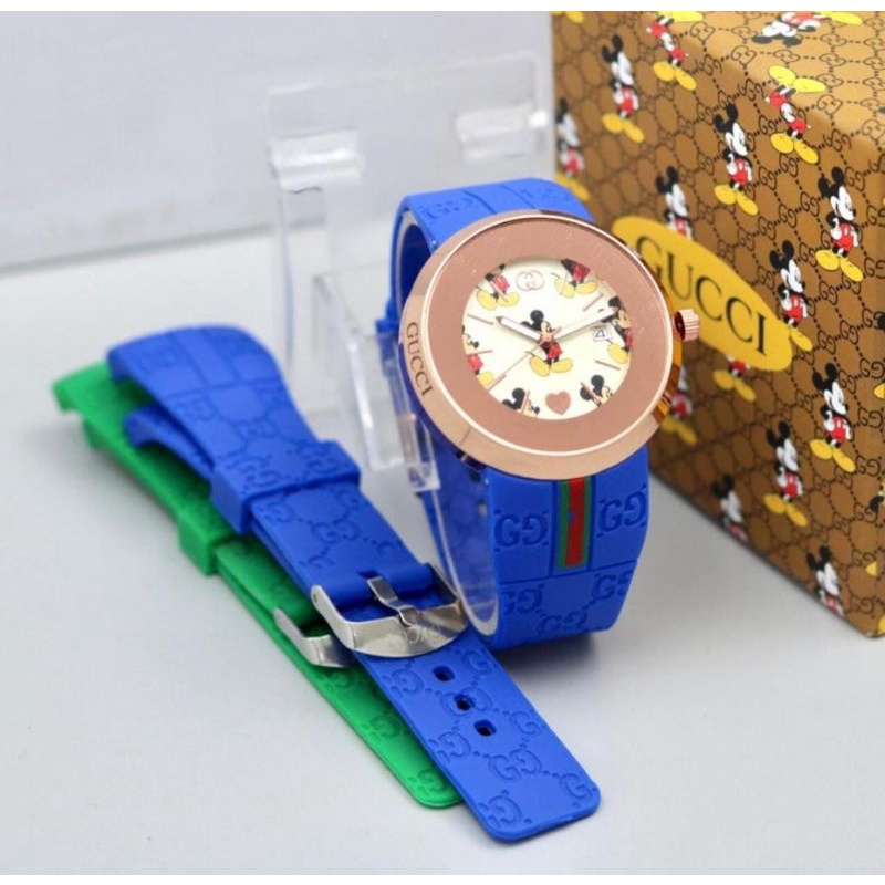 Jam Tangan Pria Wanita Rubber Strap Cadangan Box dan Baterai Cadangan Rubber