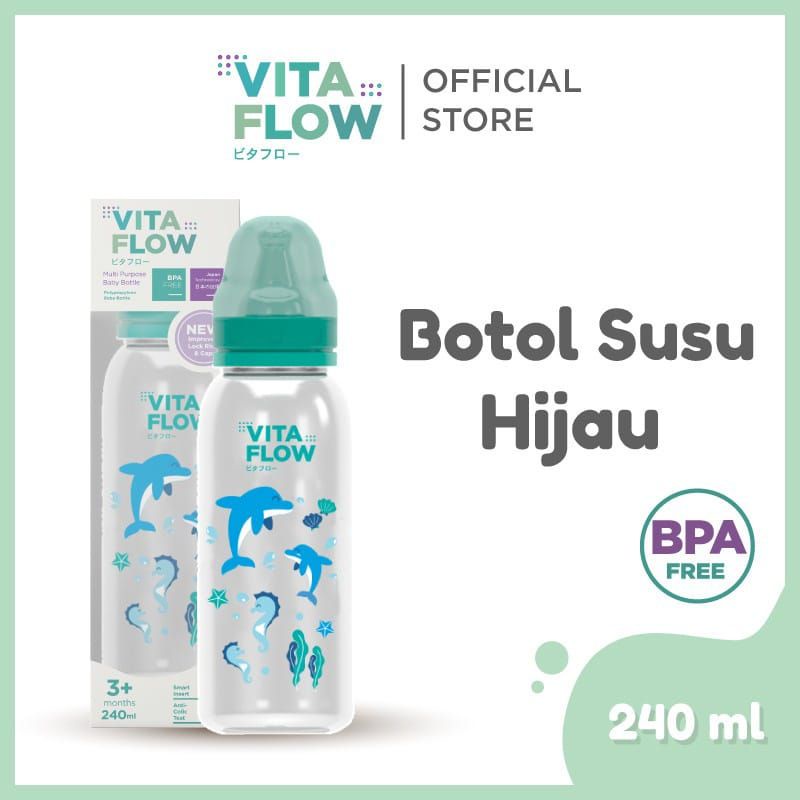 Vitaflow Botol Susu Multifungsi 240ml Motif Dolphin &amp; Rabbit