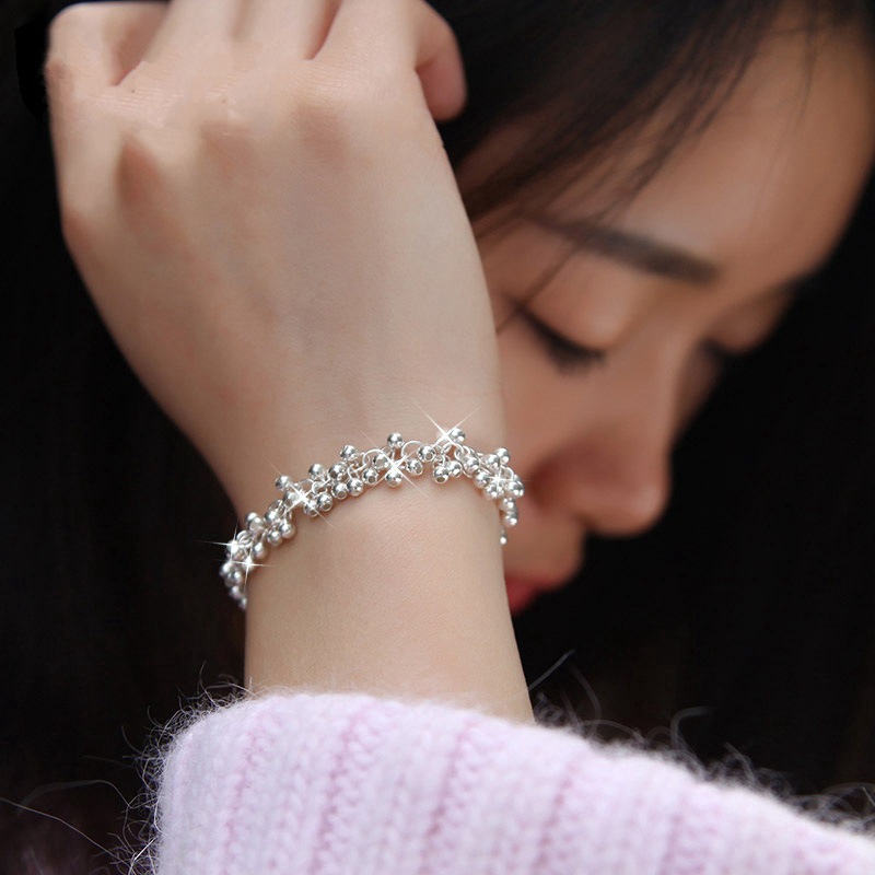 All-Match Fashion Elegan Beaded Gelang Korea Fashion Style Silver Perhiasan Tangan