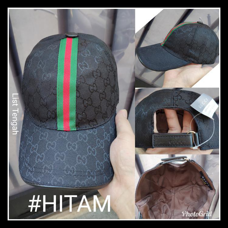 Topi Gucci Dengan Lapisan Kain Di Dalam (Premium Tanpa Box) - Hitam