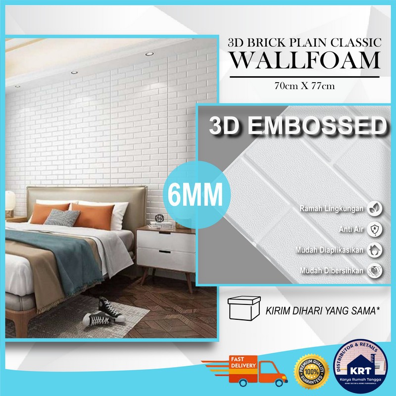 MOTIF PLAIN 3D Wallpaper Dinding 3D Brick Foam Wallpaper Stiker Dinding List Border Foam Stiker