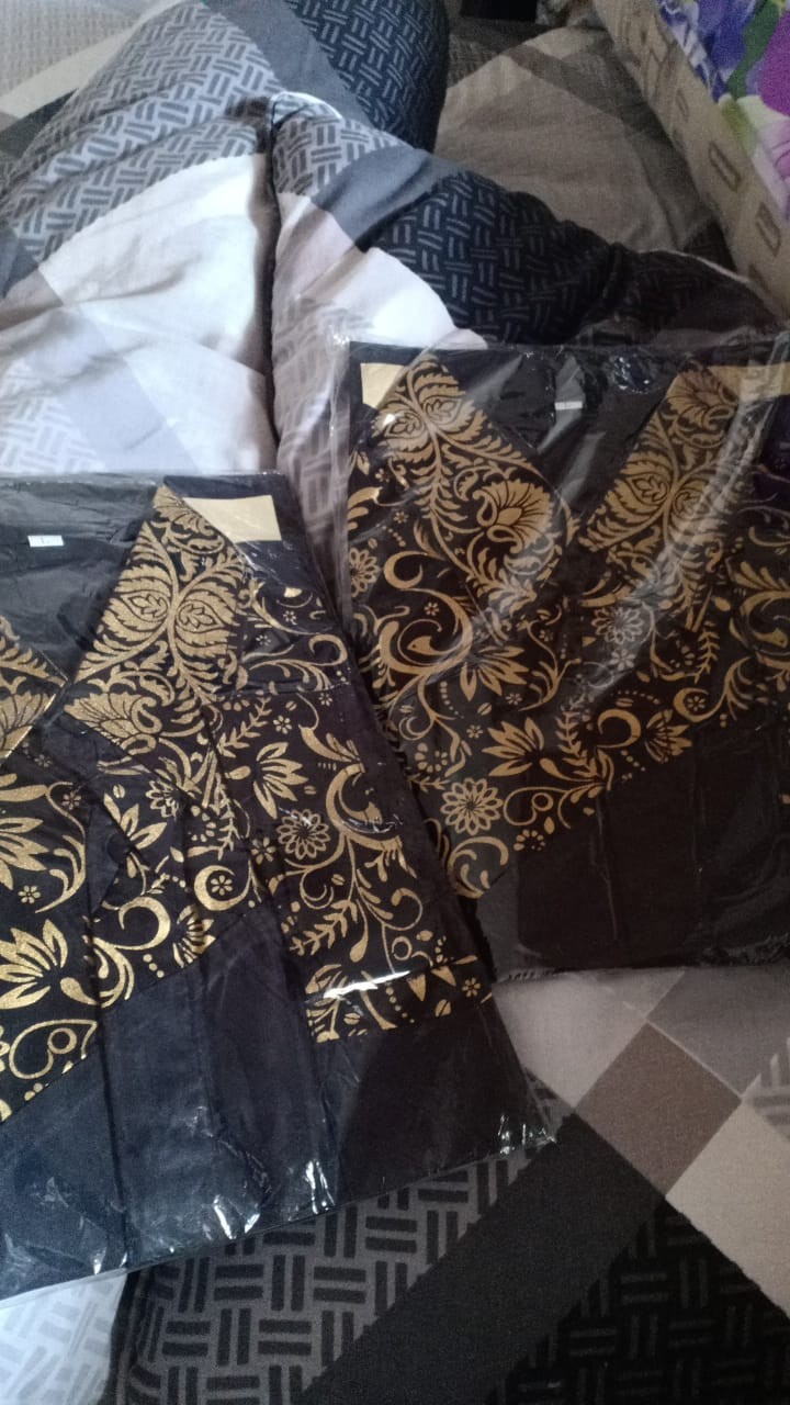 Batik Kemeja Lengan Panjang Kombinasi Slempang Baju Seragam Kantor Alkhalis