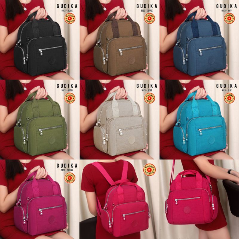 GUDIKA 5023 - Tas Ransel Laptop Wanita Kekinian Import Original Terbaru Bahan Nilon Waterproof Anti Air Premium Korea bisa muat banyak barang banyak slot kocek terlaris - tas wanita - tas cewek - tas kerja - tas laptop - rangsel - gudika bag - tas gudika