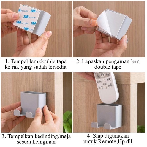 Rak Holder Tempel Dinding 2 IN 1 Tempat Charger HP Remote AC TV Multifungsi