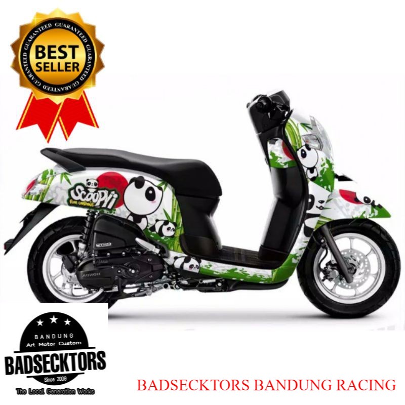 Decal sticker Scoopy fi 2019 panda bamboo putih keren