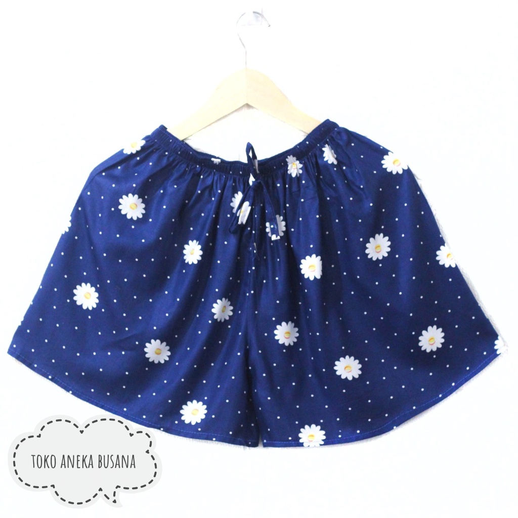 Celana Pendek Wanita Motif Bahan Rayon Adem Short Pants Harian Santai