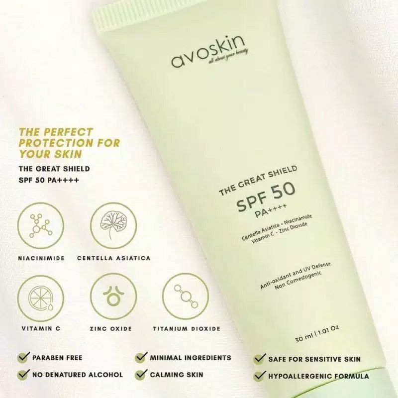 AVOSKIN the great shield sunscreen SPF 50 PA+++ sunscreen avoskin 5 ml