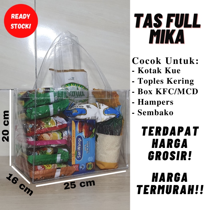 

Goodie bag mika 25x16x20 Hampers Mika Bening PVC Polos Totebag Mika