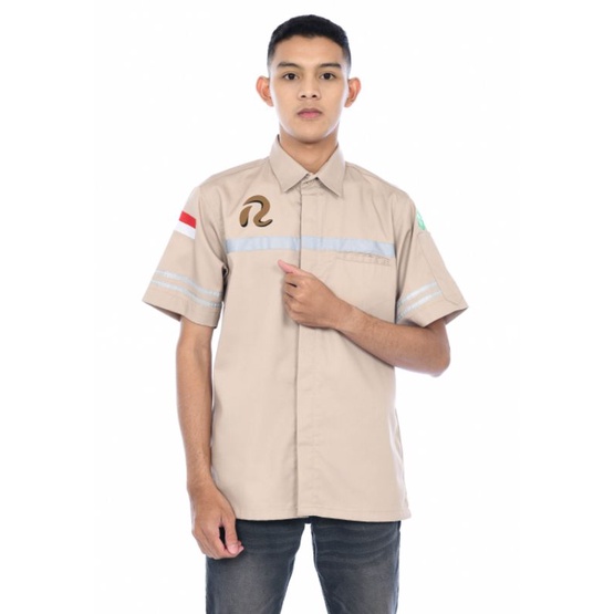 grosir baju wearpack murah/atasan baju safety tangan pendek/kemeja kerja custom bordir/seragam kerja karyawan kantor lapangan