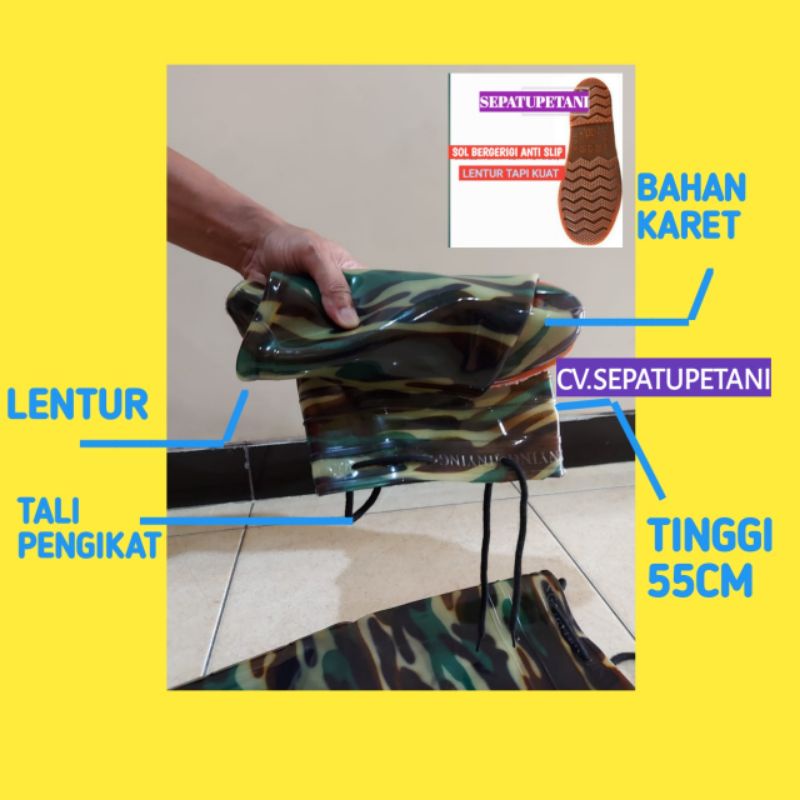 Sepatu Boot Boots But Pria Laki Laki Wanita Dewasa Karet Sawah Petani Mancing Rawa Lumpur Kebun Tambak Cuci Mobil Anti Air Hujan Banjir Keong Panjang Bukan AP 60cm Import Murah Lentur Taman Pasar Ikan SLip Ap