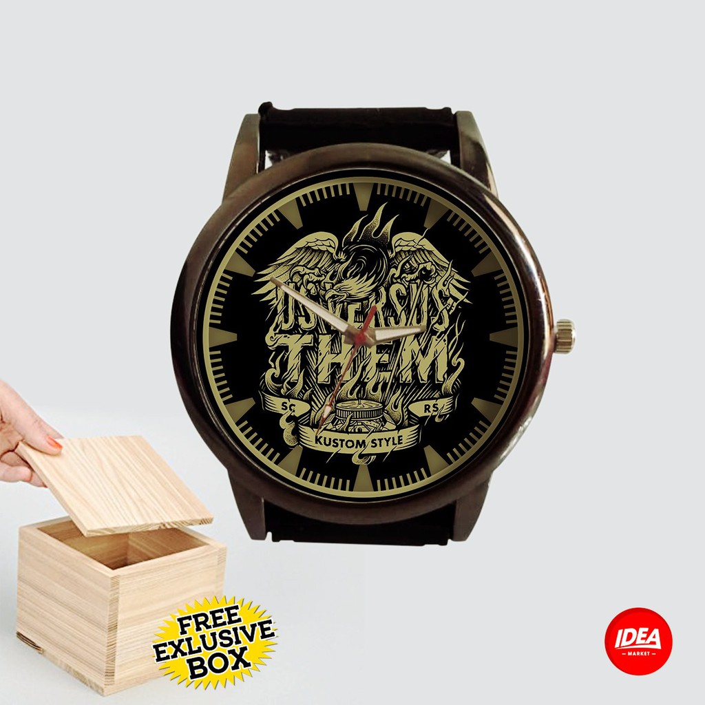 Jam Tangan Pria Rubber Custom US VERSUS THEM Terbaru - FREE EXCLUSIVE BOX