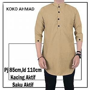 Baju Kokoh Haibah Polos Exclusive Wear SO872 [Koko Ahmad Coksu Sc] Baju Koko Pria Katun Coklat Susu
