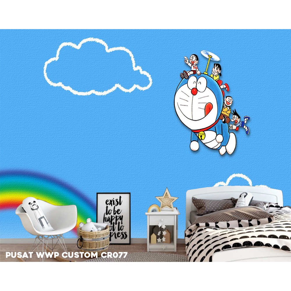 Stiker Dinding Doraemon Jumbo, Walpaper dinding Custom Bandung, Wallpaper Doraemon untuk Kamar anak.