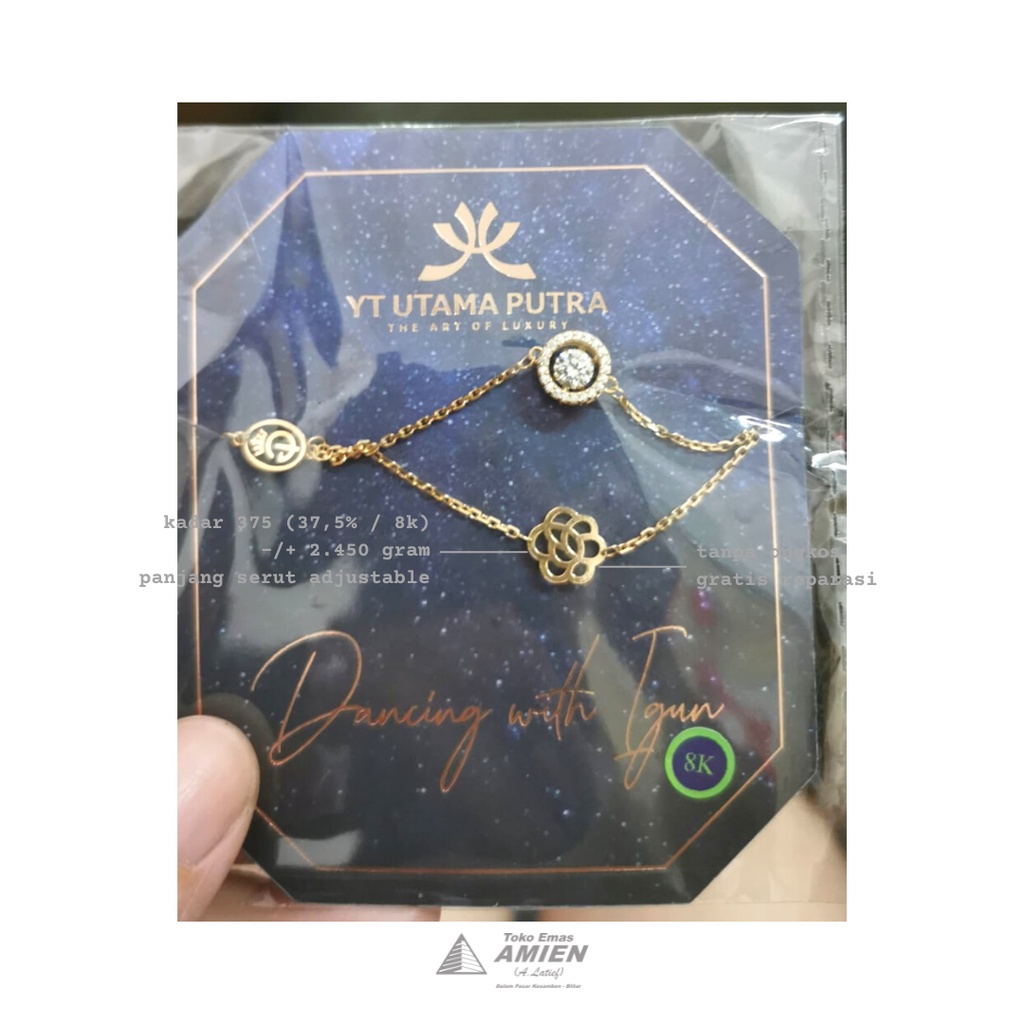 Toko Emas Amien Gelang Emas Asli YT Gold Kadar 375 (37,5% / 8K) 2.450 Gram - Dancing Stone Igun Ivan