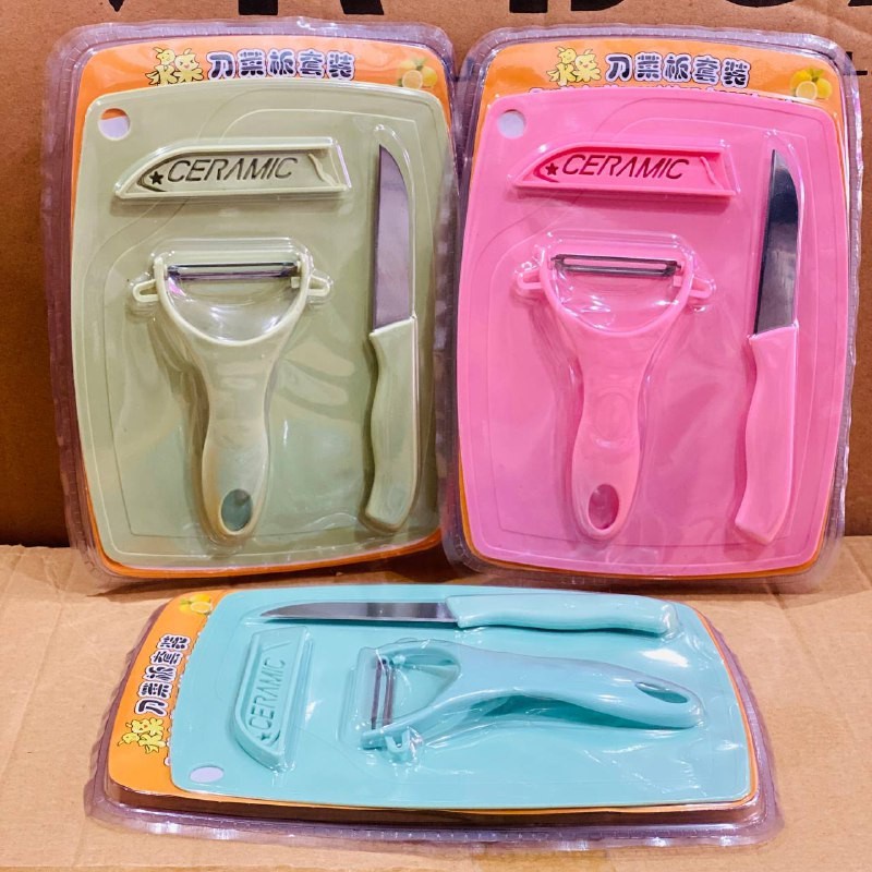 3IN1 PISAU SET DAPUR SET 3 IN 1 CERAMIC KERAMIK KITCHEN KNIFE KUPAS PEELER TALENAN