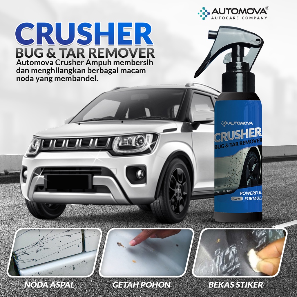 AUTOMOVA - Mengurangi Aspal Body Mobil | Noda Aspal Bekas Getah Sticker | Bug &amp; Tar Remover Crusher 100 ml